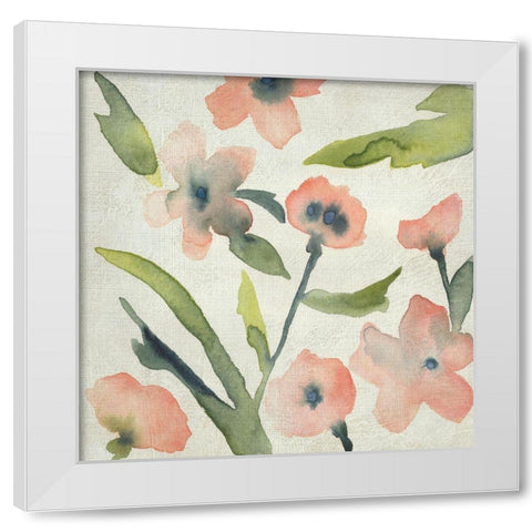 Blush Pink Blooms II White Modern Wood Framed Art Print by Zarris, Chariklia