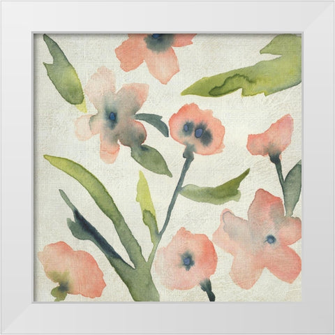 Blush Pink Blooms II White Modern Wood Framed Art Print by Zarris, Chariklia