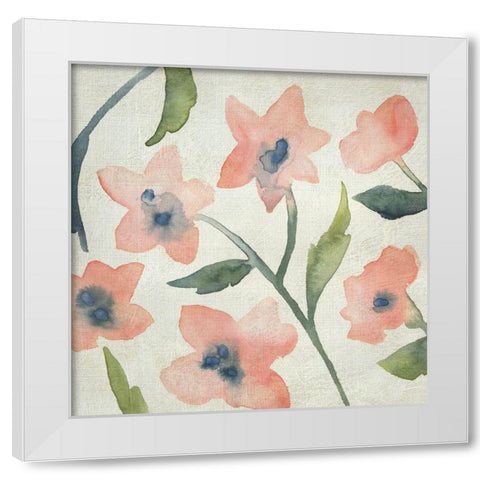 Blush Pink Blooms III White Modern Wood Framed Art Print by Zarris, Chariklia