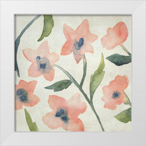 Blush Pink Blooms III White Modern Wood Framed Art Print by Zarris, Chariklia