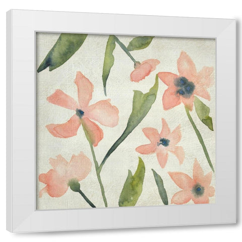 Blush Pink Blooms IV White Modern Wood Framed Art Print by Zarris, Chariklia