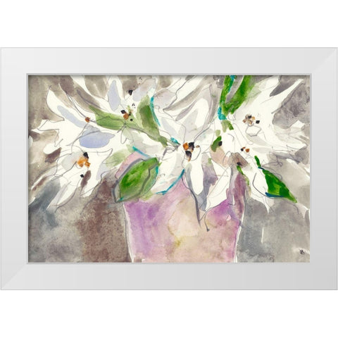 Magnolia Charm I White Modern Wood Framed Art Print by Dixon, Samuel