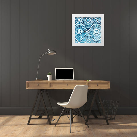 Indigo Sampler I White Modern Wood Framed Art Print by Vess, June Erica