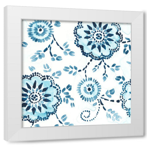 Indigo Sampler II White Modern Wood Framed Art Print by Vess, June Erica
