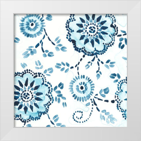 Indigo Sampler II White Modern Wood Framed Art Print by Vess, June Erica