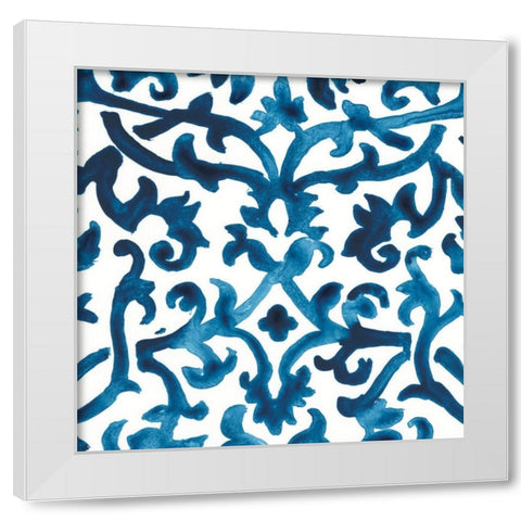 Indigo Sampler III White Modern Wood Framed Art Print by Vess, June Erica