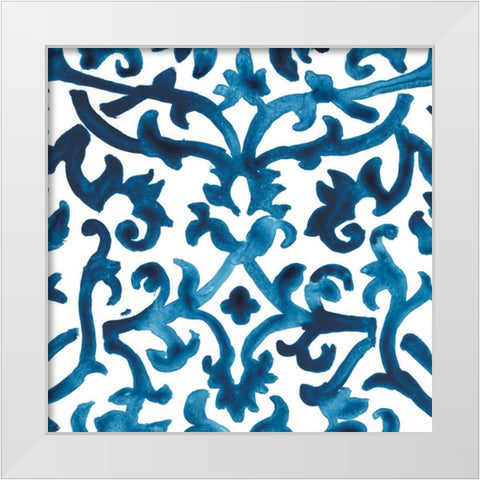 Indigo Sampler III White Modern Wood Framed Art Print by Vess, June Erica