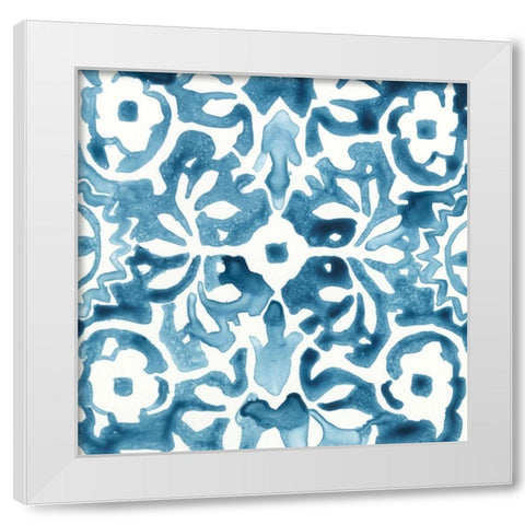 Indigo Sampler V White Modern Wood Framed Art Print by Vess, June Erica