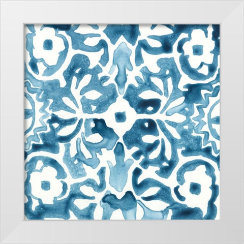 Indigo Sampler V White Modern Wood Framed Art Print by Vess, June Erica