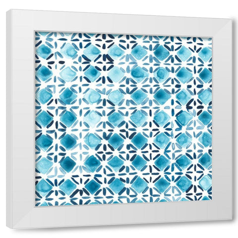Indigo Sampler VII White Modern Wood Framed Art Print by Vess, June Erica