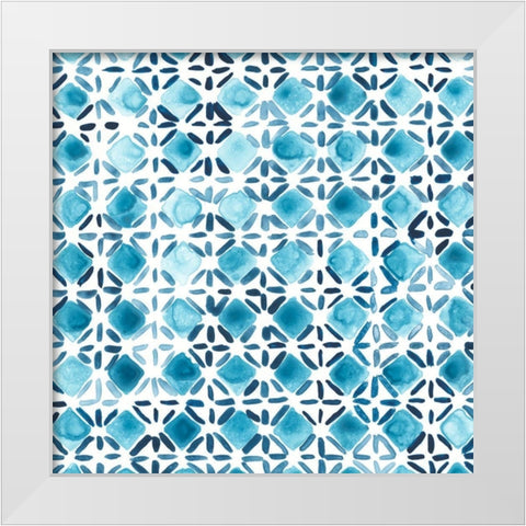 Indigo Sampler VII White Modern Wood Framed Art Print by Vess, June Erica