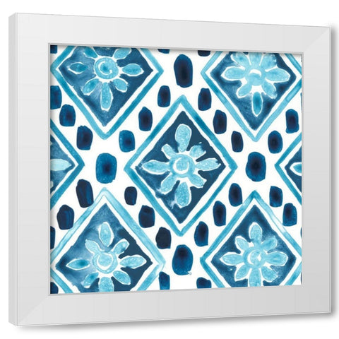 Indigo Sampler VIII White Modern Wood Framed Art Print by Vess, June Erica
