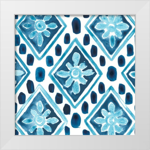 Indigo Sampler VIII White Modern Wood Framed Art Print by Vess, June Erica