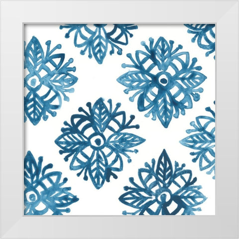 Indigo Sampler IX White Modern Wood Framed Art Print by Vess, June Erica