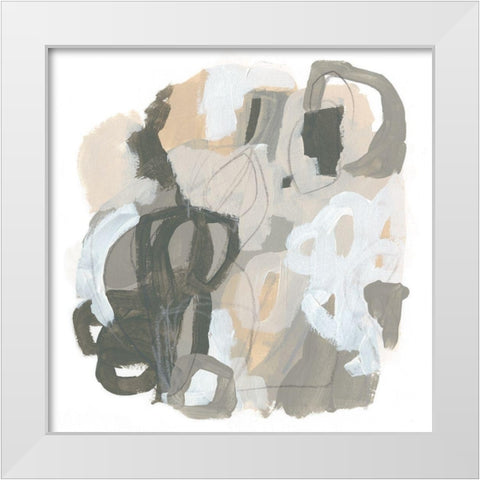 Neutral Cartography I White Modern Wood Framed Art Print by Vess, June Erica