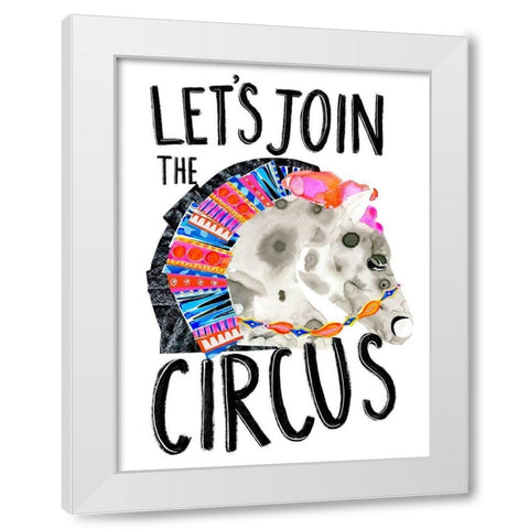 Circus Fun III White Modern Wood Framed Art Print by Blanckslate