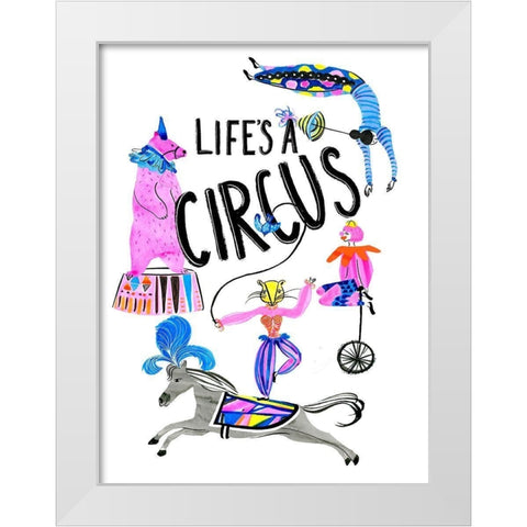 Circus Fun IV White Modern Wood Framed Art Print by Blanckslate