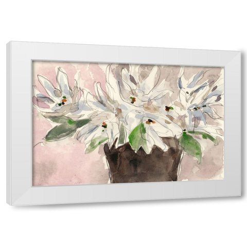 Magnolia Watercolor Study I White Modern Wood Framed Art Print by Dixon, Samuel