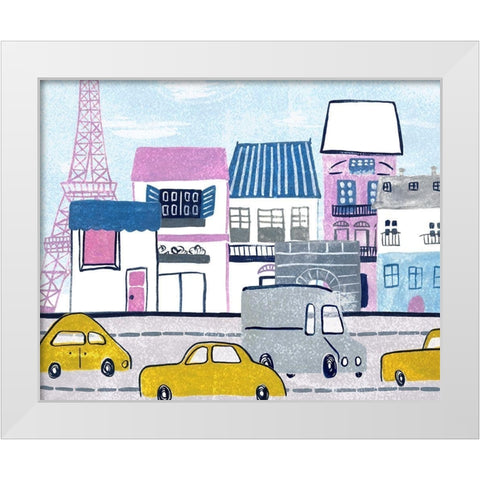 Bonjour Paris I White Modern Wood Framed Art Print by Wang, Melissa