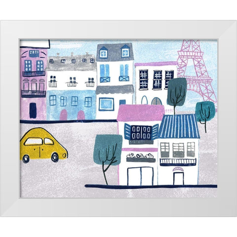 Bonjour Paris III White Modern Wood Framed Art Print by Wang, Melissa