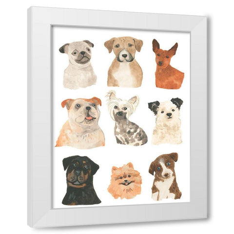 Doggos and Puppers I White Modern Wood Framed Art Print by Vess, June Erica