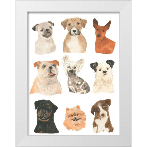 Doggos and Puppers I White Modern Wood Framed Art Print by Vess, June Erica