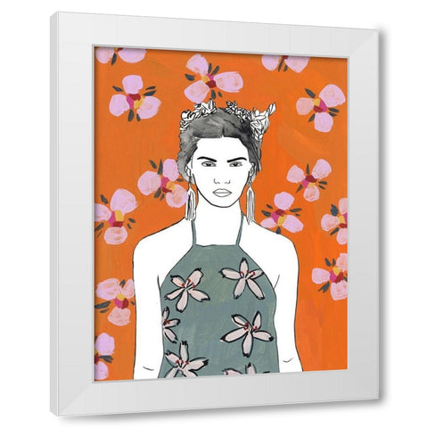 Pink Blossom Lady II White Modern Wood Framed Art Print by Wang, Melissa