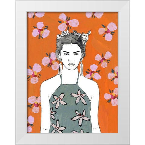 Pink Blossom Lady II White Modern Wood Framed Art Print by Wang, Melissa