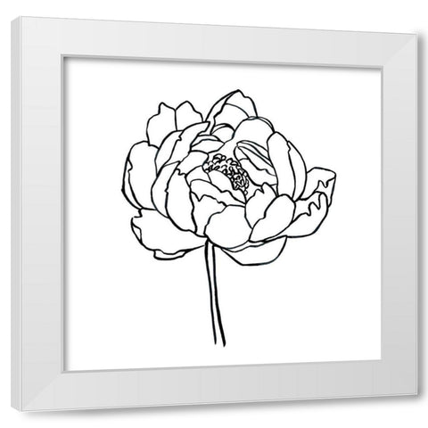 Peony Contour I White Modern Wood Framed Art Print by Scarvey, Emma