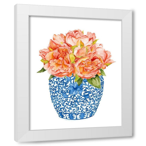 Sweet Peonies I White Modern Wood Framed Art Print by Wang, Melissa