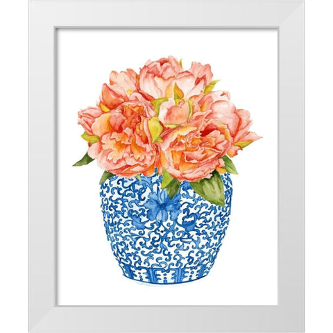 Sweet Peonies I White Modern Wood Framed Art Print by Wang, Melissa