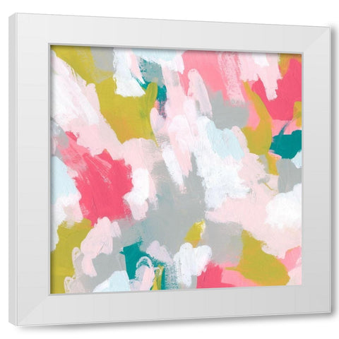 Pink Scramble I White Modern Wood Framed Art Print by Vess, June Erica