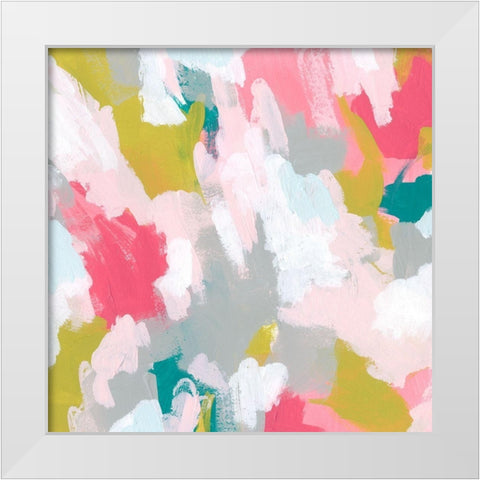 Pink Scramble I White Modern Wood Framed Art Print by Vess, June Erica