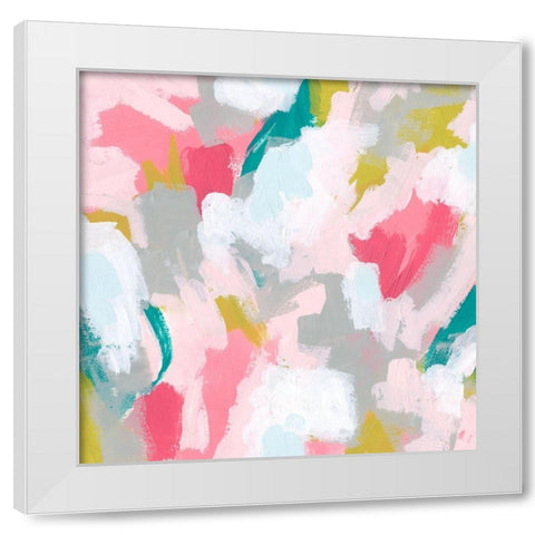 Pink Scramble II White Modern Wood Framed Art Print by Vess, June Erica