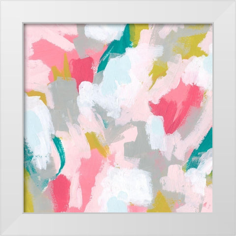 Pink Scramble II White Modern Wood Framed Art Print by Vess, June Erica