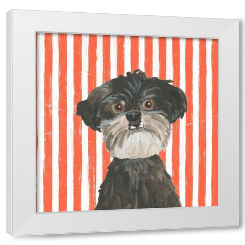 Parlor Pooches I White Modern Wood Framed Art Print by Vess, June Erica