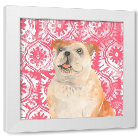 Parlor Pooches V White Modern Wood Framed Art Print by Vess, June Erica
