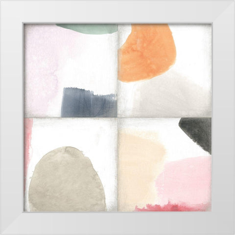 Pastel Tile I White Modern Wood Framed Art Print by Vess, June Erica