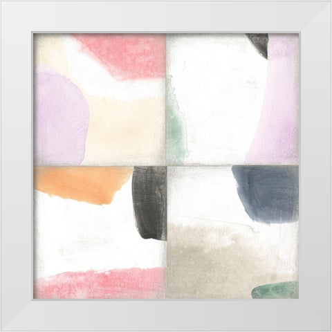 Pastel Tile II White Modern Wood Framed Art Print by Vess, June Erica