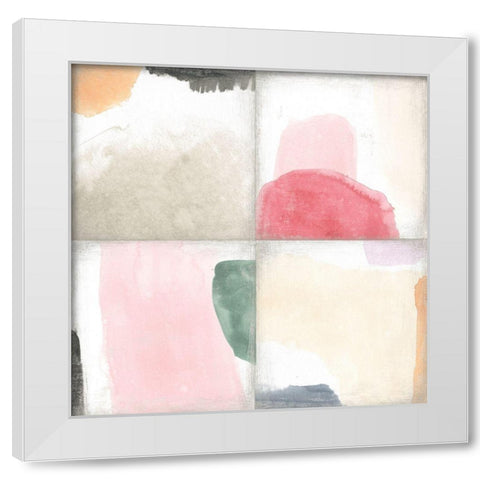 Pastel Tile III White Modern Wood Framed Art Print by Vess, June Erica