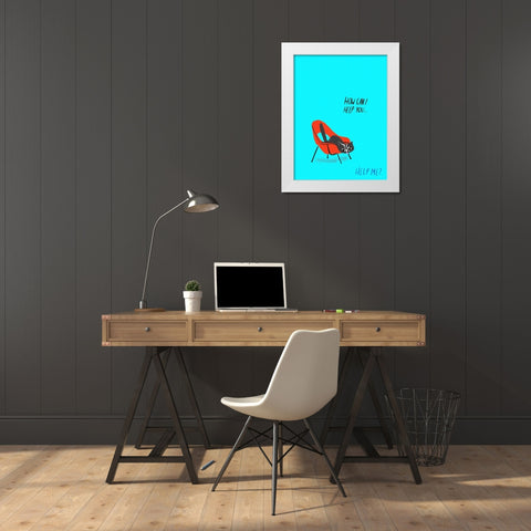 Mod Cats III White Modern Wood Framed Art Print by Blanckslate