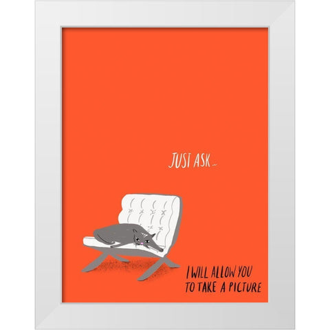 Mod Cats IV White Modern Wood Framed Art Print by Blanckslate