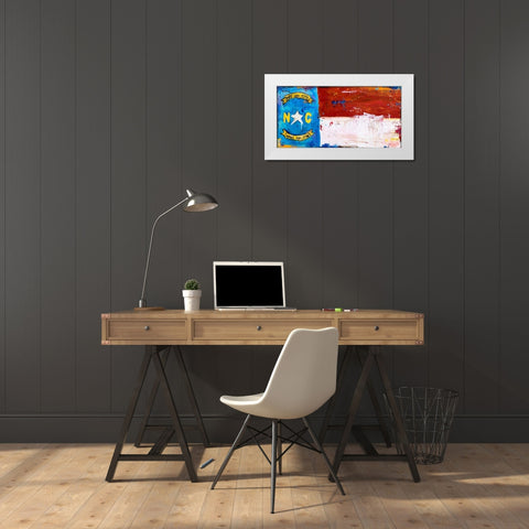 NC Flag White Modern Wood Framed Art Print by Ashley, Erin