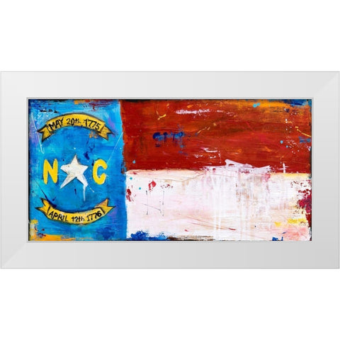 NC Flag White Modern Wood Framed Art Print by Ashley, Erin