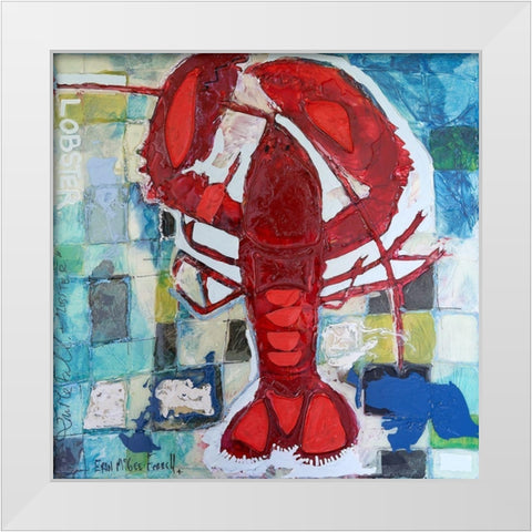 Brilliant Maine Lobster III White Modern Wood Framed Art Print by Ferrell, Erin McGee