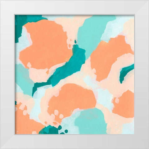 Peach Fizz I White Modern Wood Framed Art Print by Vess, June Erica