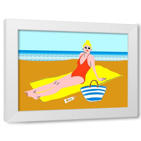 Beachy Keen II White Modern Wood Framed Art Print by Blanckslate