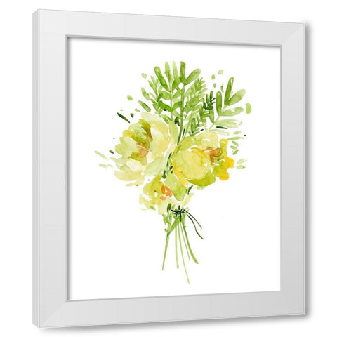 Bouquet with Peony I White Modern Wood Framed Art Print by Wang, Melissa