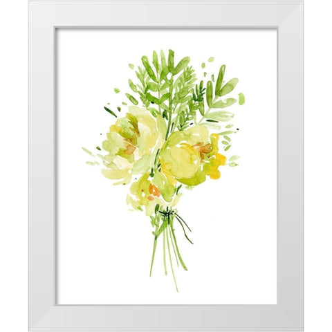 Bouquet with Peony I White Modern Wood Framed Art Print by Wang, Melissa