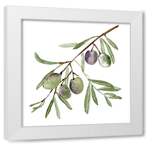 Olive Branch I White Modern Wood Framed Art Print by Wang, Melissa